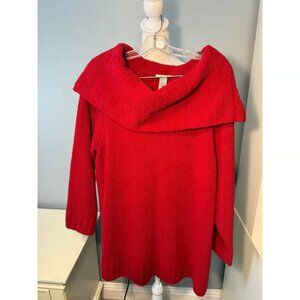 Catherines Red Chenille Cowl Neck Sweater Plus Size 1X